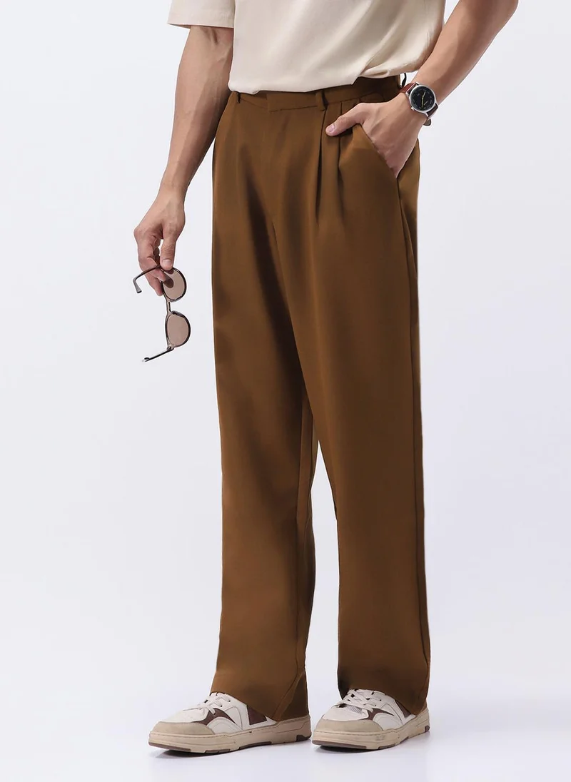 Urbano Fashion  Urbano Fashion Men's Mocha Loose Baggy Fit Solid Korean Pants Stretchable for Men | Best Price UAE